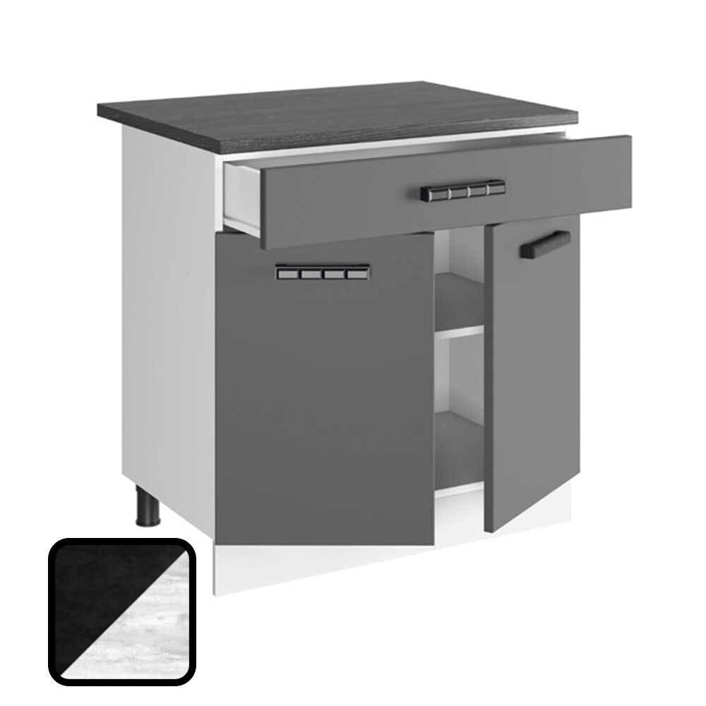 Стол разделочный НИКА, 1 ящик Н800-1Я Цемент Темный/Бетон Пайн (810х800х450) Столешница Луна (1214)
