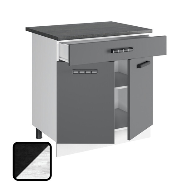 Стол разделочный НИКА, 1 ящик Н800-1Я Цемент Темный/Бетон Пайн (810х800х450) Столешница Луна (1214)