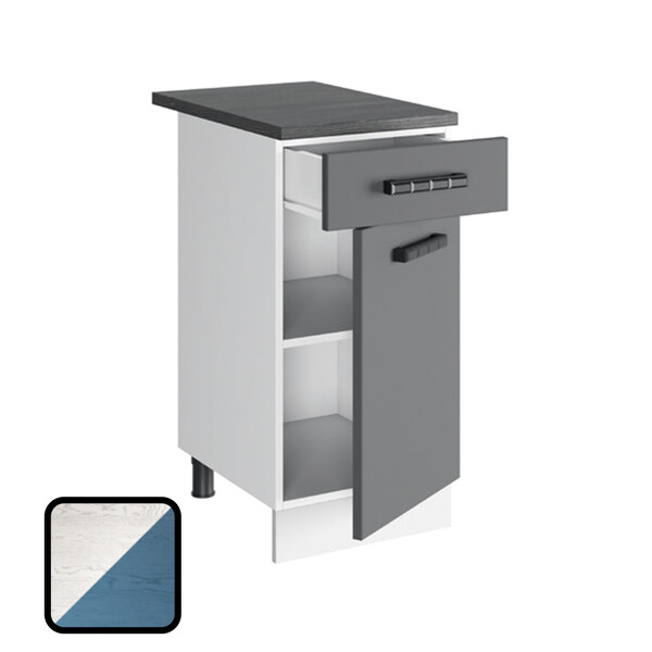 Стол разделочный ОДРИ-1, 1 ящик Н400-1Я Фактурный Синий (810х400х450) Столешница Мрамор итальянский