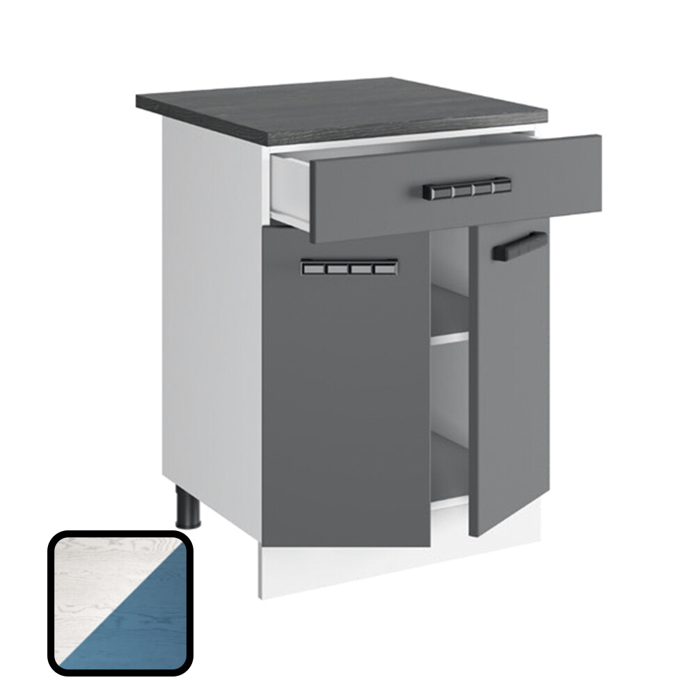 Стол разделочный ОДРИ-1, 1 ящик Н600-1Я Фактурный Синий (810х600х450) Столешница Мрамор итальянский (1282) (1 место)