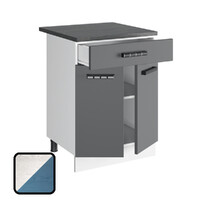 Стол разделочный ОДРИ-1, 1 ящик Н600-1Я Фактурный Синий (810х600х450) Столешница Мрамор итальянский (1282) (1 место)