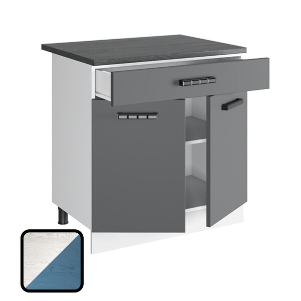 Стол разделочный ОДРИ-1, 1 ящик Н800-1Я Фактурный Синий (810х800х450) Столешница Мрамор итальянский (1283)