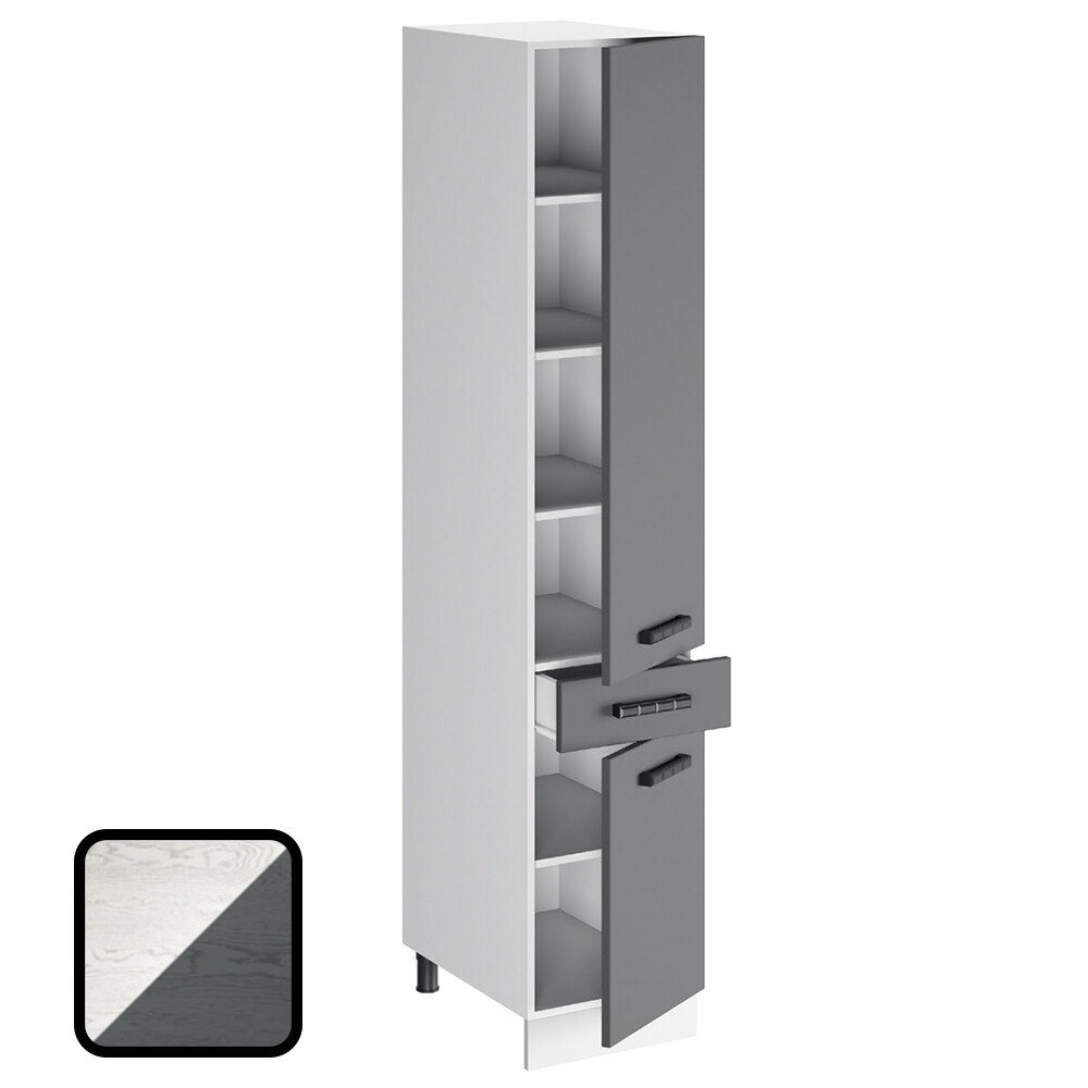 Пенал ОДРИ-2 (1 ящик 2 двери) П6-400-1Я Фактурный Белый/Серый (2060х400х550) (1294)