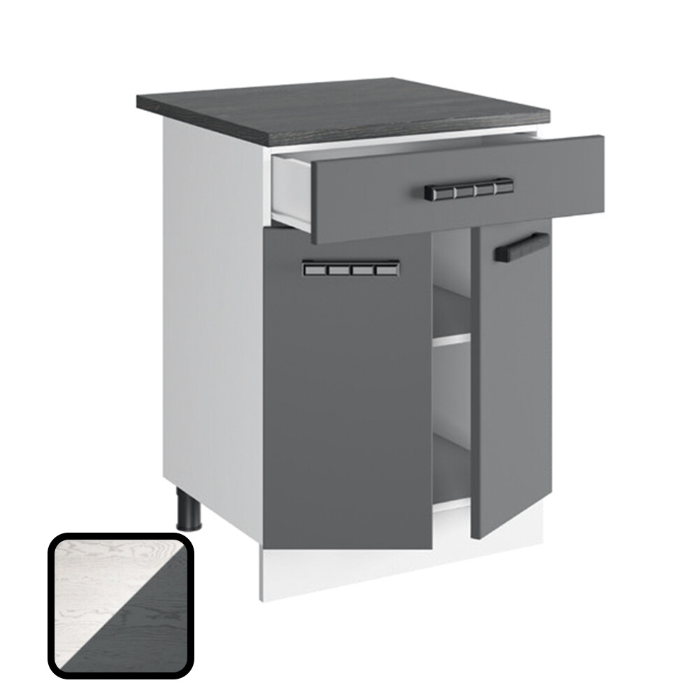 Стол разделочный ОДРИ-2, 1 ящик Н600-1Я Фактурный Серый (810х600х450) Столешница Мрамор итальянский (1305)