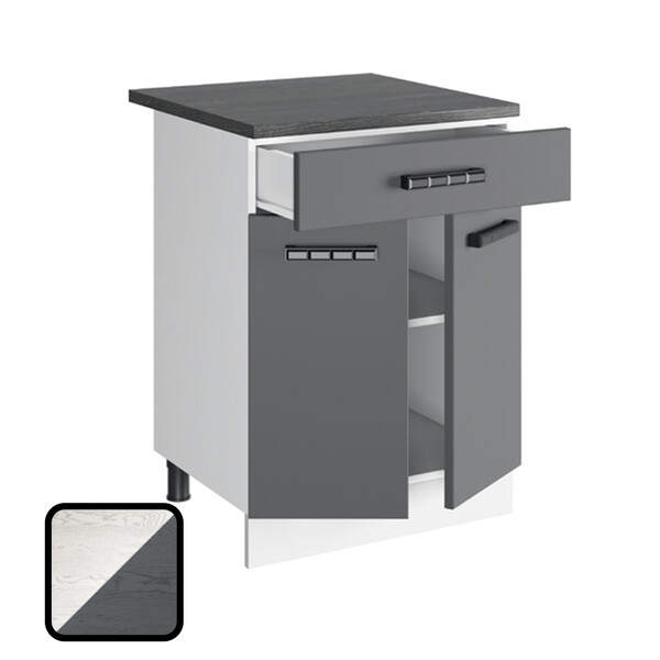 Стол разделочный ОДРИ-2, 1 ящик Н600-1Я Фактурный Серый (810х600х450) Столешница Мрамор итальянский (1305)