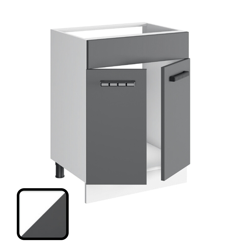 Стол под мойку СИТИ-2, М600 Белый софт/Графит софт (810х600х450)