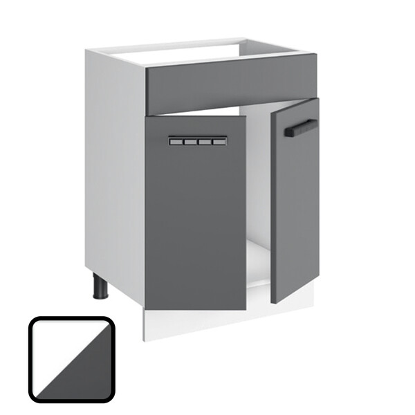 Стол под мойку СИТИ-2, М600 Белый софт/Графит софт (810х600х450)