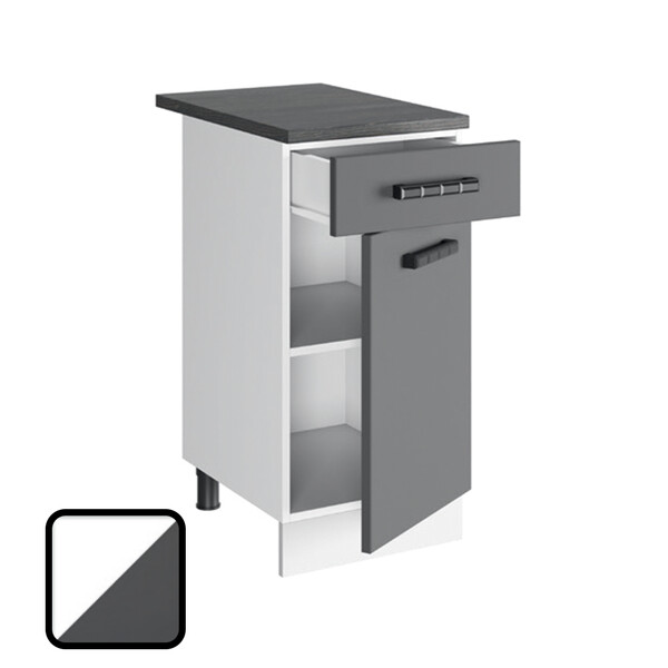 Стол разделочный СИТИ-2, 1 ящик Н400-1Я Белый софт/Графит софт (810х400х450) Столешница Полярная Звезда (1349)