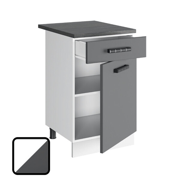 Стол разделочный СИТИ-2, 1 ящик Н500-1Я Белый софт/Графит софт (810х500х450) Столешница Полярная Звезда