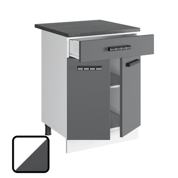 Стол разделочный СИТИ-2, 1 ящик Н600-1Я Белый софт/Графит софт (810х600х450) Столешница Поллярная Звезда