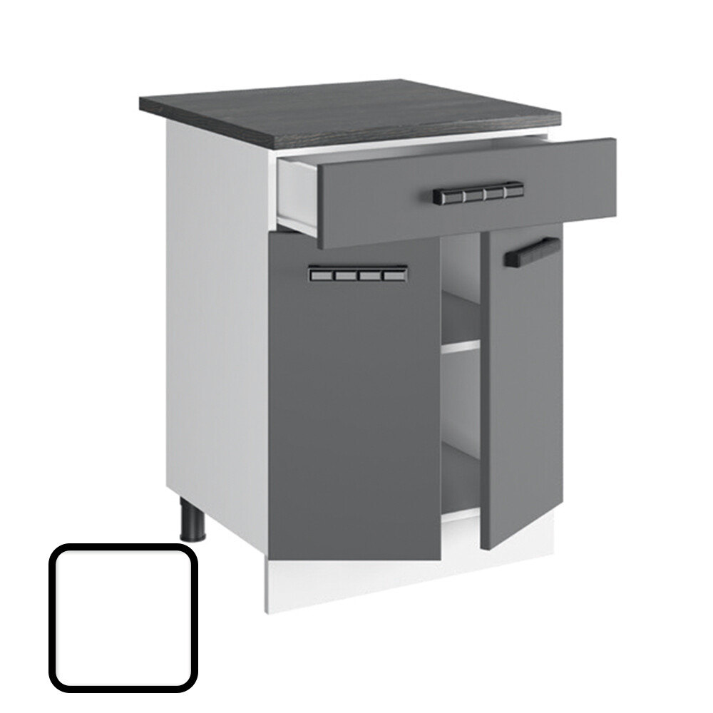 Стол разделочный СОФИ-2, 1 ящик Н600-1Я Белый Софт (810х600х450) Столешница Гранит чёрный