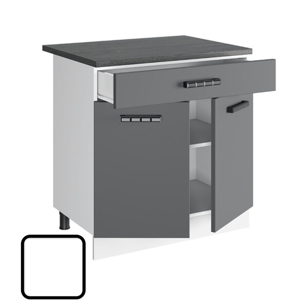 Стол разделочный СОФИ-2, 1 ящик Н800-1Я Белый Софт (810х800х450) Столешница Гранит чёрный