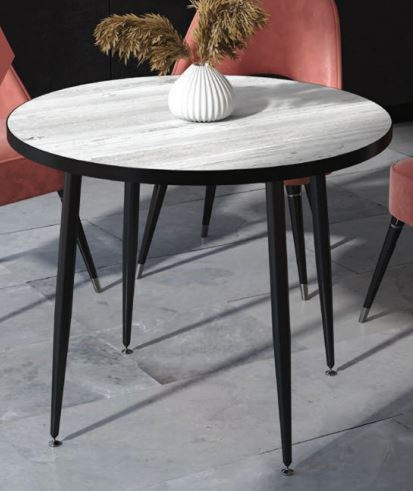 Стол "Винтерберг" круглый 100 см  (столешница 22 мм, опоры чёрные матовые) (2 места)