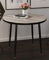 Стол "Дуб Апрельский Нордик" круглый 100 см (столешница 22 мм, опоры чёрные матовые) (2 места)