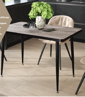 Стол "Дуб Апрельский Нордик" прямоугольный 110*70 см (столешница 22 мм, опоры чёрные матовые) (1427) (2 места)