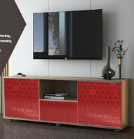 Тумба под ТВ "Шарм", 2 двери+1 ящик, 1540*585*430 (Красный глянец) МДФ