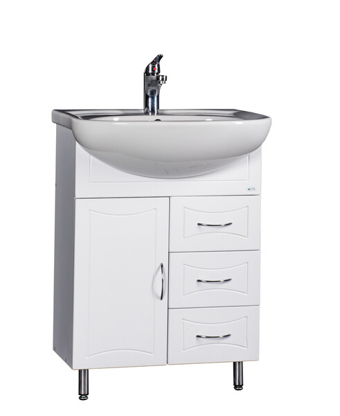 Подстолье SANTREK HOME "Стиль-60" (белый) 1 дверь 3 ящика под умыв. "Эрика-61" 577х800х283 *