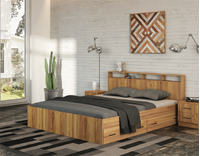 Кровать Муви-2 1600 с ящиками (дуб крафт золотой) (3 места)