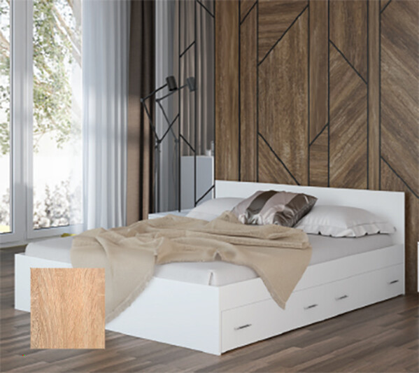 Кровать Стандарт 1600 с ящиками (Сонома) (3 места)