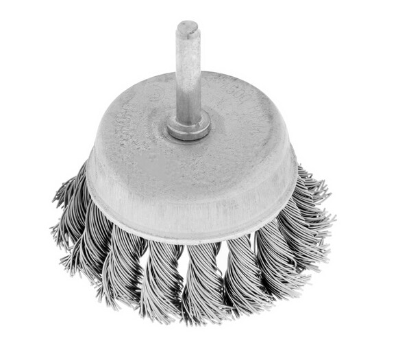 Щетка металлическая для дрели ТУНДРА, со шпилькой, крученая проволока, "чашка", 65 мм 1032354