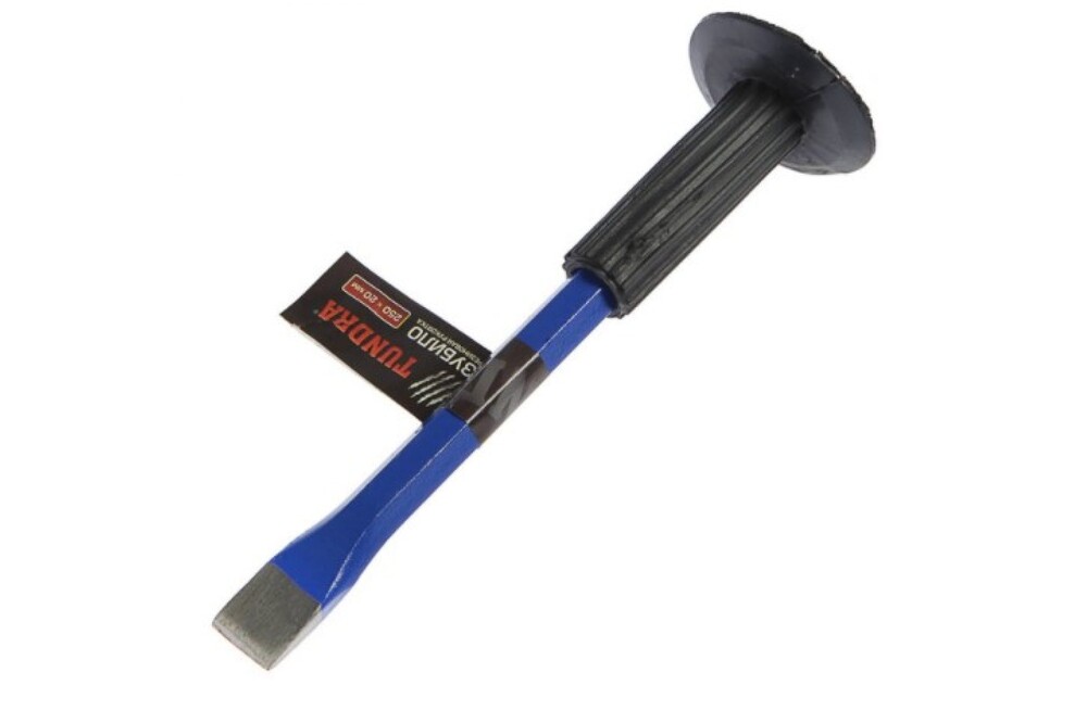 Зубило плоское ТУНДРА, арматурная сталь, резиновая рукоятка, 250 х 25 мм 1123543