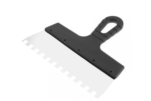 Шпатель зубчатый ЛОМ, 250 мм, зуб 10 мм, нержавеющая сталь 5386223