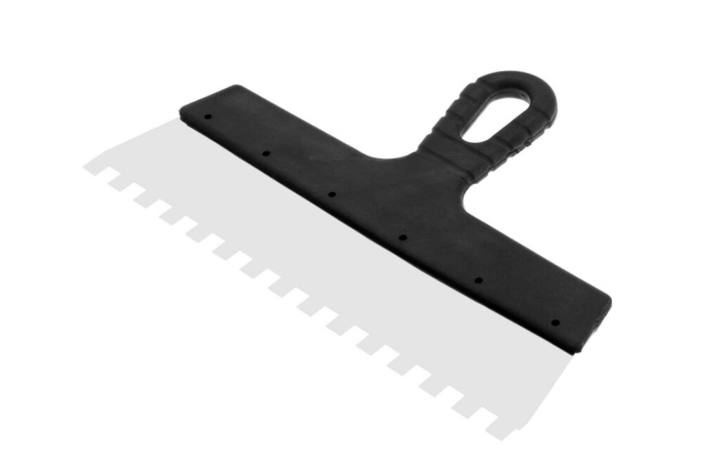 Шпатель зубчатый ЛОМ, 300 мм, зуб 10 мм, нержавеющая сталь 5386224