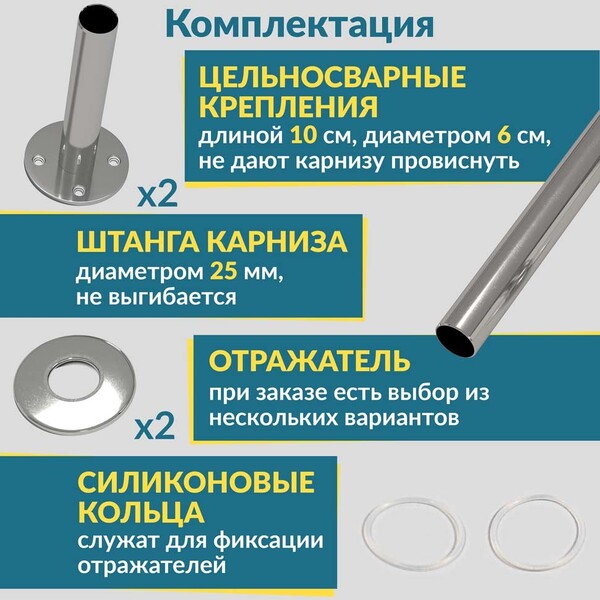 Карниз д/ванной нержавейка Г-обр. 1,8м х 0,8м (труба: 25х1 (мм)
