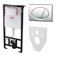 Инсталляция AlcaPlast (набор 4 в1) каркас AM101/1120, кнопка M570 (белая), плита M91, крепеж