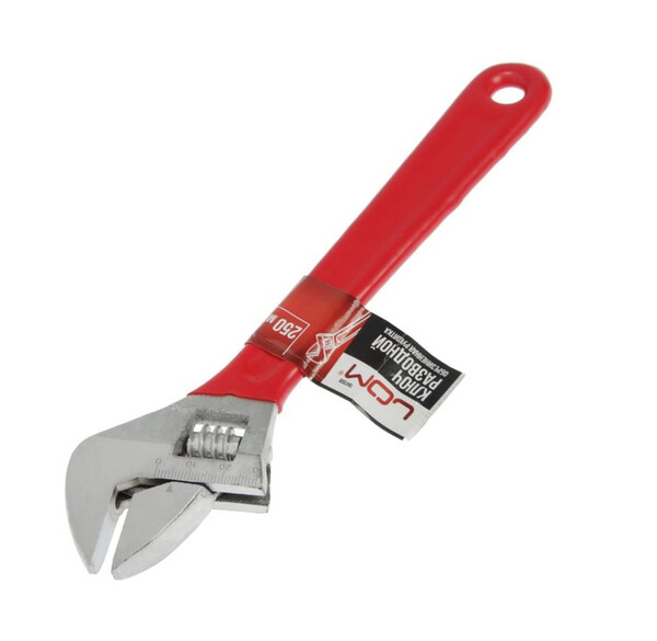 Ключ разводной ЛОМ, обрезиненная рукоятка, 250 мм 1647009