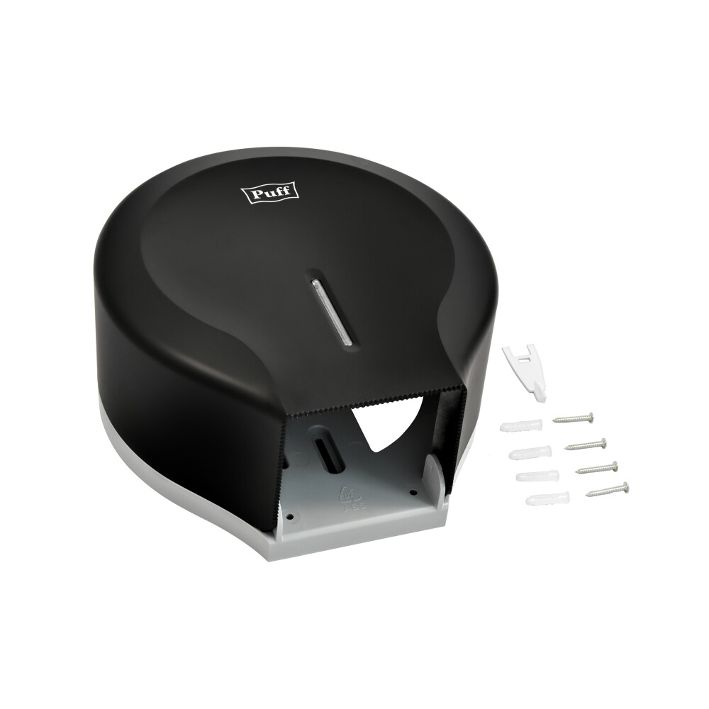 Диспенсер для туалетной бумаги Puff-7130BL пластик, ЧЕРНЫЙ, втулка не менее 45мм, диаметр рулона 24см 
