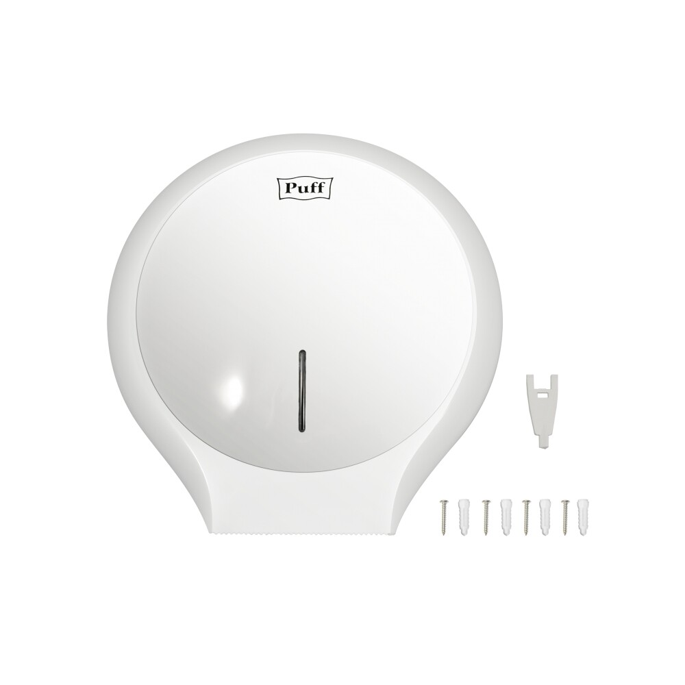 Диспенсер для туалетной бумаги Puff-7135 пластик, БЕЛЫЙ, втулка не менее 45мм, диаметр рулона 24см 