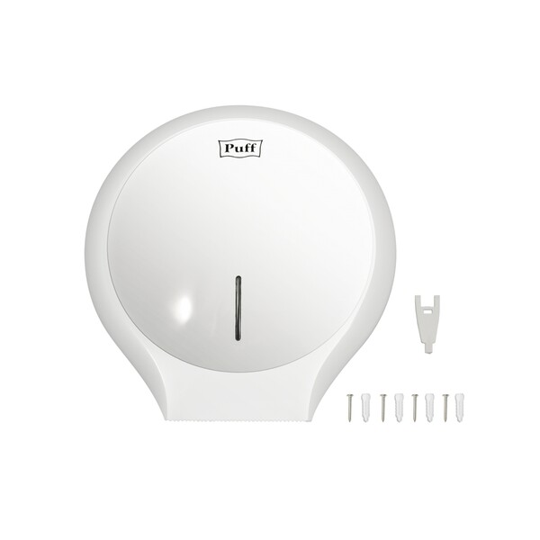Диспенсер для туалетной бумаги Puff-7135 пластик, БЕЛЫЙ, втулка не менее 45мм, диаметр рулона 24см 