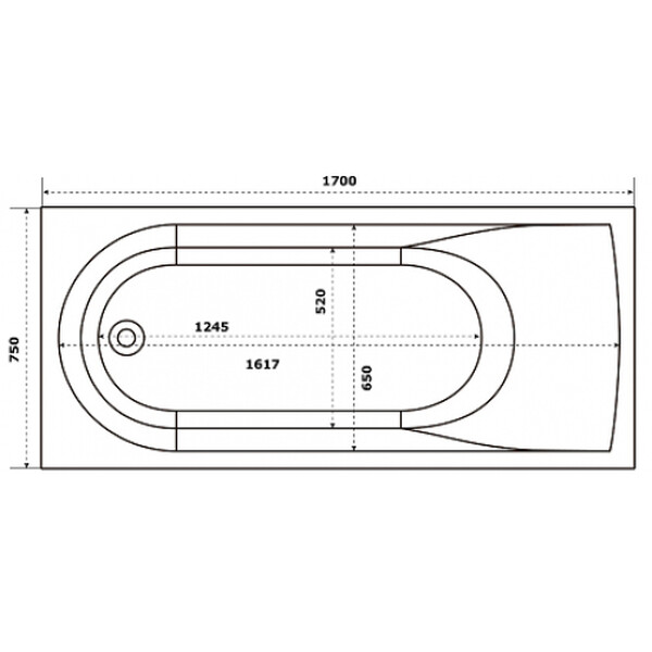 Ванна из литьевого мрамора BAS "МАРБЕЯ" 170х75 Белый глянец (БЕЗ АВТОСЛИВА) ВА00022