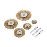 Набор щеток металлических для дрели ТУНДРА, плоские 25-38-50-63-75 мм, 5 шт. + 3 шпильки 1722232