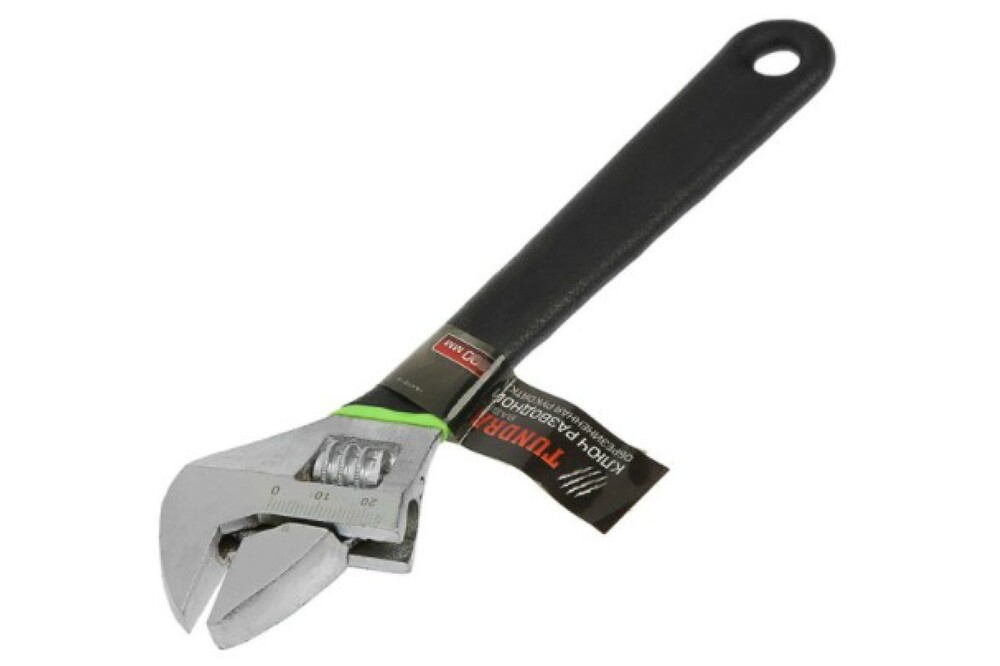 Ключ разводной ТУНДРА, обрезиненная рукоятка, 200 мм 1647012