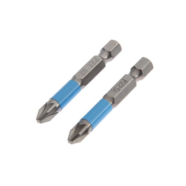 Биты ТУНДРА, намагниченные, сталь S2, PZ2 х 50 мм, 2 шт. 7338377