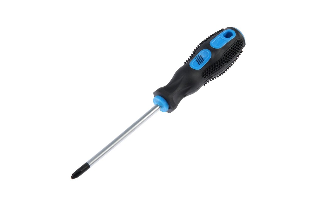 Отвертка крестовая ТУНДРА, сатин, магнит, двухкомпонентная рукоятка, PH2 х 100 мм 1858810