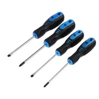 Набор отверток ТУНДРА, CrV, хром, магнит, 2К рукоятки, PH1,PH2,SL5,SL6 х 100 мм, 4 шт. 5295986