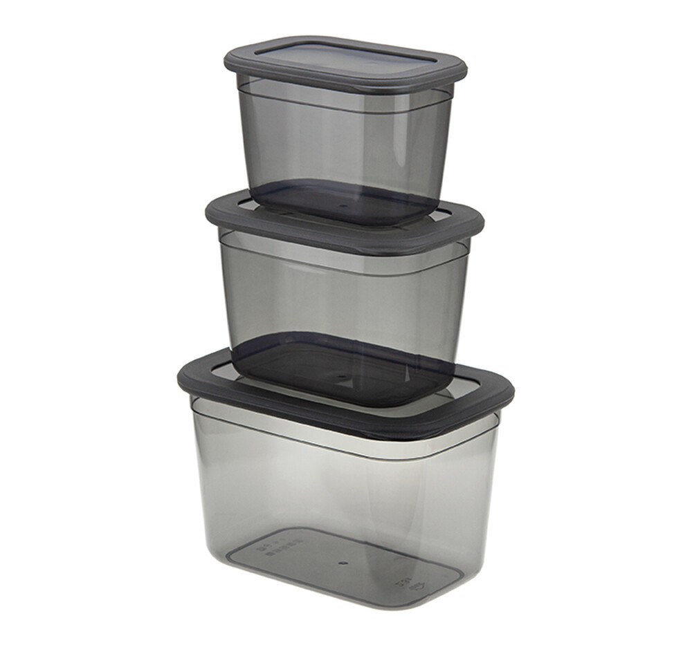 Набор ёмкостей для продуктов РЕСПЕКТ (0,8л+1,3л+2,3л) графитовый ("М-пластика") (М 1265)
