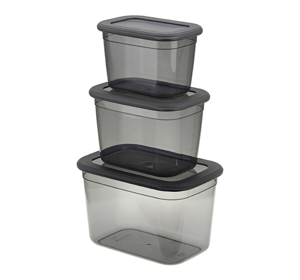 Набор ёмкостей для продуктов РЕСПЕКТ (0,8л+1,3л+2,3л) графитовый ("М-пластика") (М 1265)