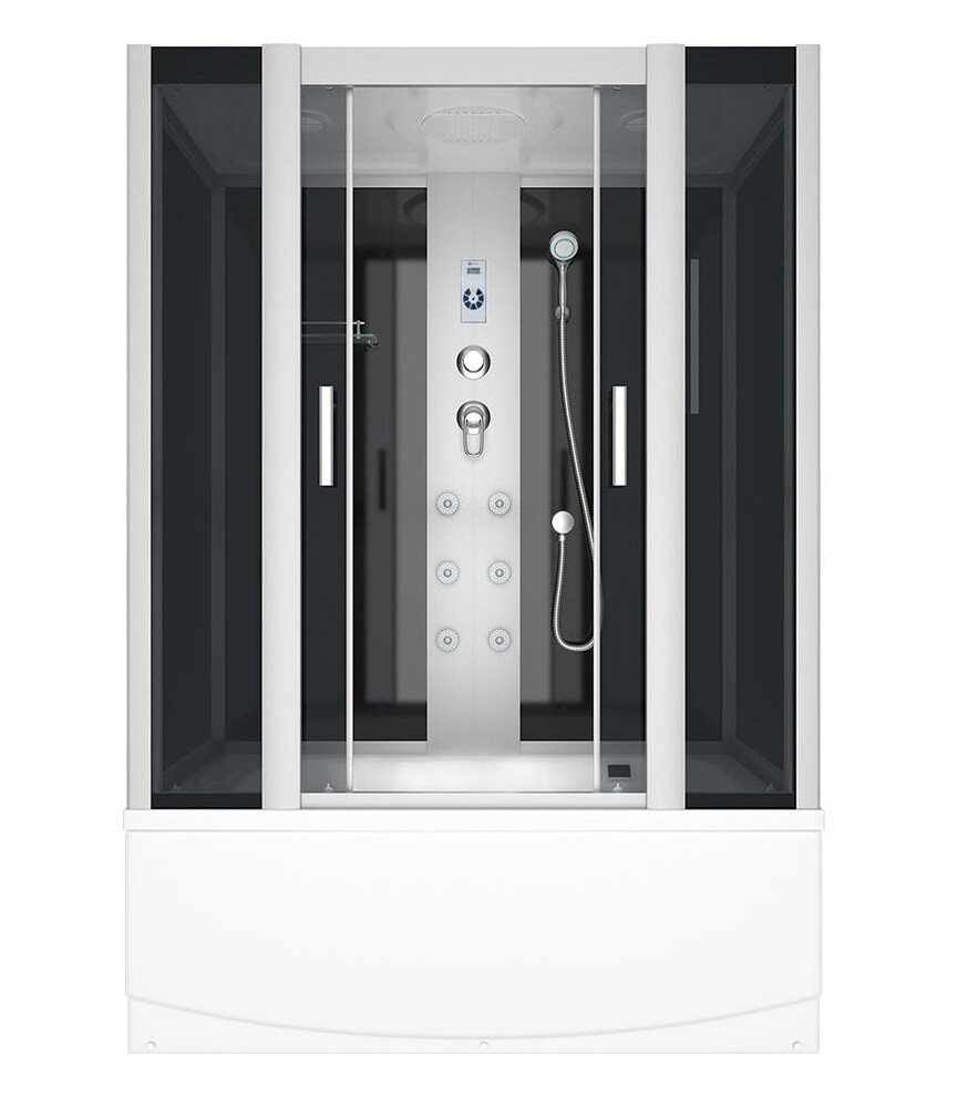 Душевой  бокс ER4515TP-C4-RUS  1480*800*2150см,зад.стенка чер.стекло тон 4 мм выс. под.г/м проф.хром. 4к.ER4515TP-C4-RUS	