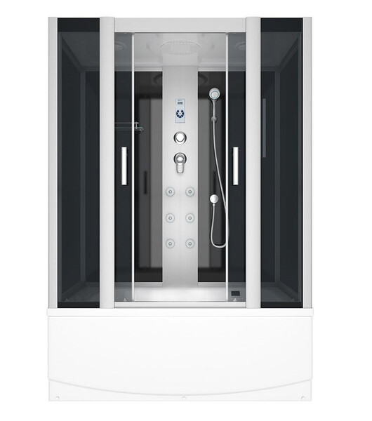 Душевой  бокс ER4515TP-C4-RUS  1480*800*2150см,зад.стенка чер.стекло тон 4 мм выс. под.г/м проф.хром. 4к.ER4515TP-C4-RUS	