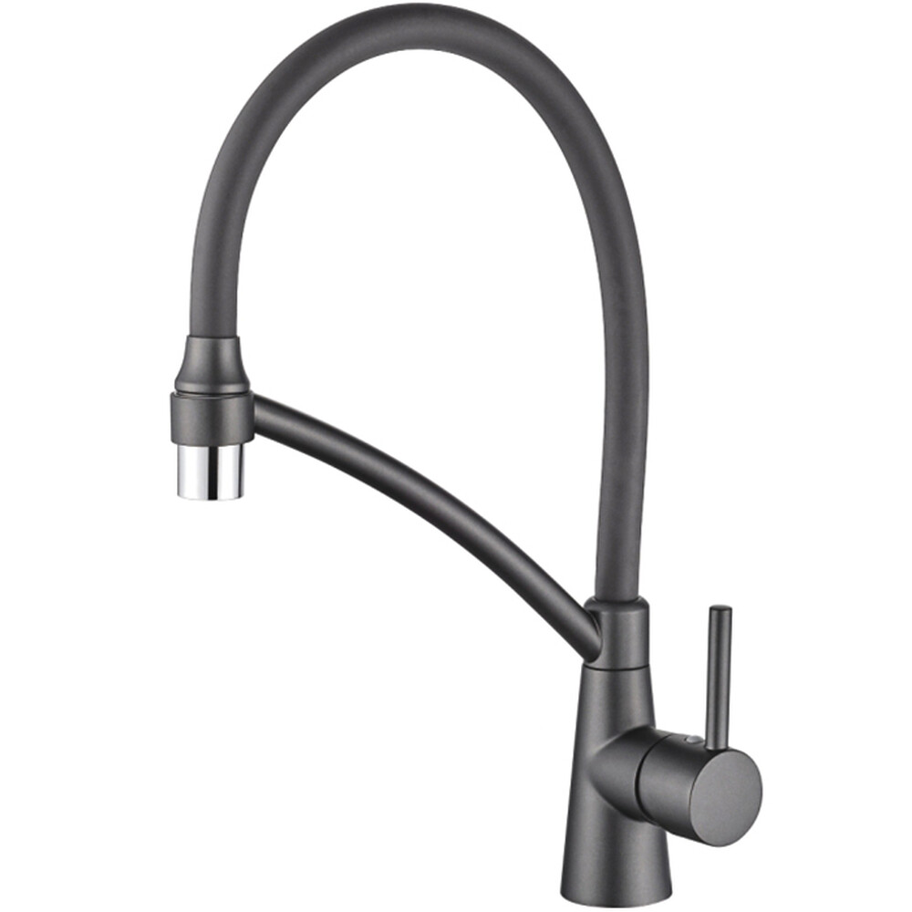 4399U-12 Смеситель Кухня LEDEME d-35 с силиконовым изливом (графит/графит)