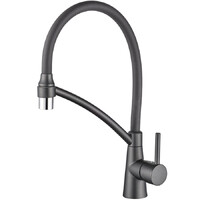4399U-12 Смеситель Кухня LEDEME d-35 с силиконовым изливом (графит/графит)