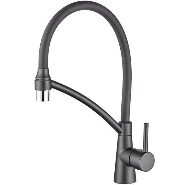 4399U-12 Смеситель Кухня LEDEME d-35 с силиконовым изливом (графит/графит)