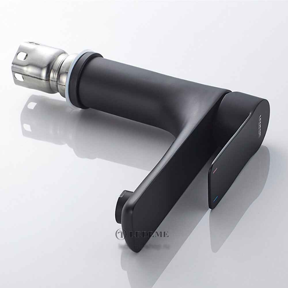 71018B Смеситель Тюльпан LEDEME НЕРЖАВЕЙКА (черный)