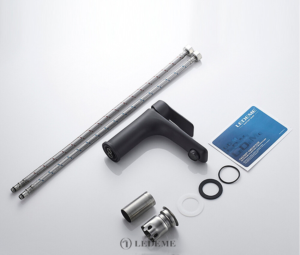 71018B Смеситель Тюльпан LEDEME НЕРЖАВЕЙКА (черный)