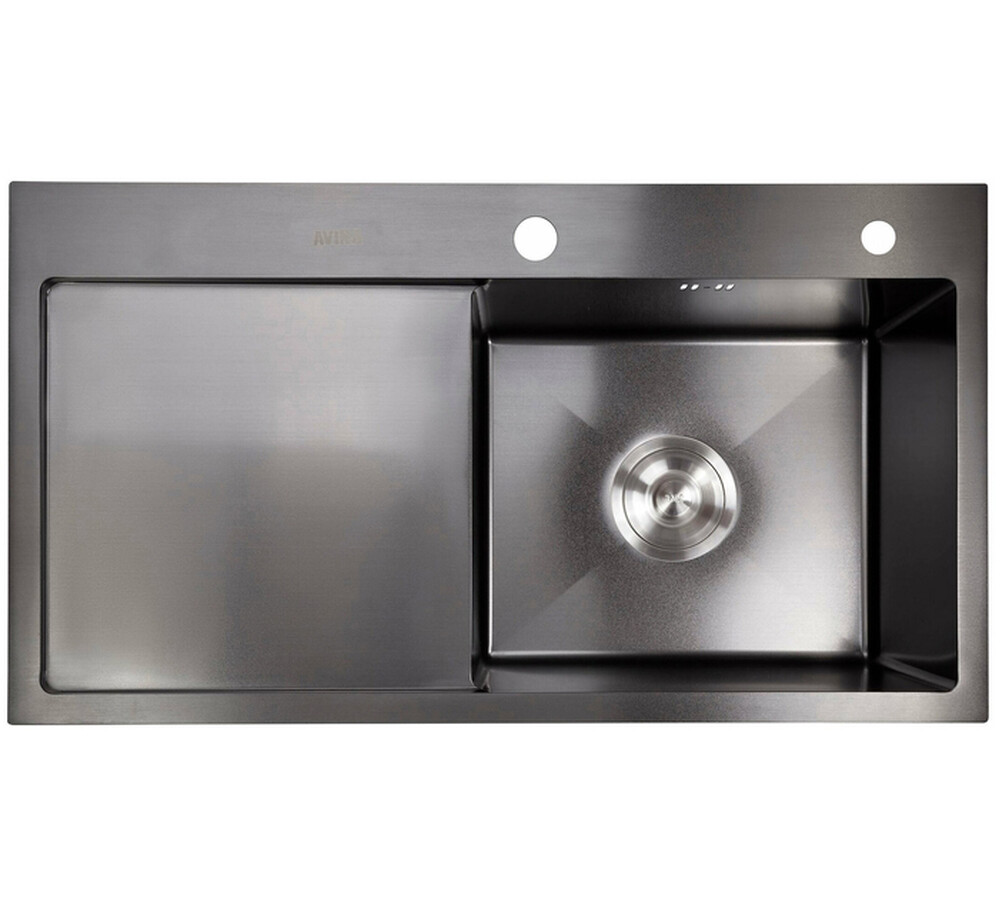 Мойка нерж врезная 780x480х230 т (3,0+1.2mm) черная НМ 7848 R правая black (+ сифон, колландер, дозатор мыла) AISI 304