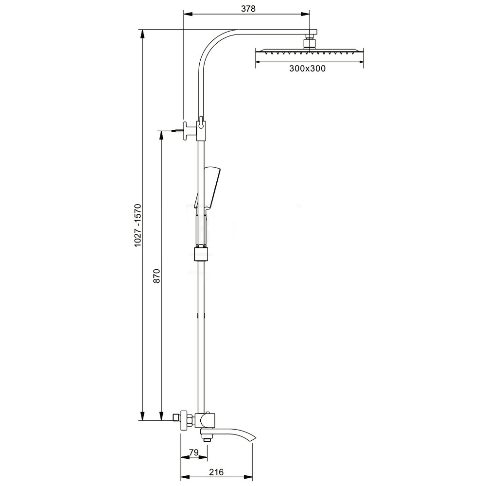 G2407-60 Душевая система GAPPO с верхним душем,термостатом и ручной лейкой (черный)